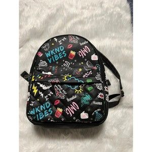 Claires Black 12" Backpack With Quotes OMG WKND Vibes